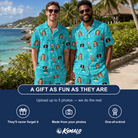 Friends in matching Men's Sugar Stripes Custom Face Shirt & Shorts Set — a group gift photo