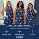 Friends in matching Women's Cookie Kringle Custom Face V-Neck Dress — a group gift photo