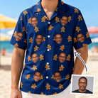 Man wearing Men's Cookie Kringle Custom Face Hawaiian Shirt — custom faces printed all-over