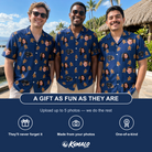 Friends in matching Men's Cookie Kringle Custom Face Hawaiian Shirt — a group gift photo