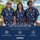 Friends in matching Women's Cookie Kringle Custom Face Hawaiian Shirt — a group gift photo
