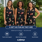 Friends in matching Women's Cranberry Charms Custom Face V-Neck Dress — a group gift photo