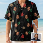 Man wearing Men's Cranberry Charms Custom Face Hawaiian Shirt — custom faces printed all-over