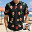 Man wearing Men's Cranberry Charms Custom Face Polo Shirt — custom faces printed all-over