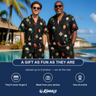 Friends in matching Men's Cranberry Charms Custom Face Shirt & Shorts Set — a group gift photo