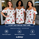 Friends in matching Women's Rudolph Ruckus Custom Face Off-Shoulder Dress — a group gift photo