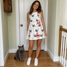 Full-length photo with the pet printed all over this Women's Rudolph Ruckus Custom Cat Face Tank Dress