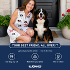 Friends in matching Women's Rudolph Ruckus Custom Dog Face V-Neck Dress — a group gift photo