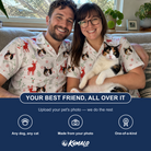 Friends in matching Men's Rudolph Ruckus Custom Cat Face Hawaiian Shirt — a group gift photo