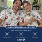 Friends in matching Women's Rudolph Ruckus Custom Cat Face Hawaiian Shirt — a group gift photo