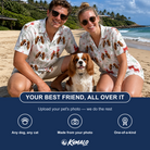 Friends in matching Women's Rudolph Ruckus Custom Dog Face Hawaiian Shirt — a group gift photo