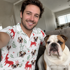 Selfie with the pet whose face is printed all over this Men's Rudolph Ruckus Custom Dog Face Polo Shirt
