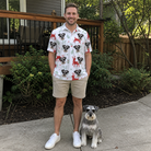 Full-length photo with the pet printed all over this Men's Rudolph Ruckus Custom Dog Face Polo Shirt