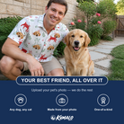 Friends in matching Men's Rudolph Ruckus Custom Dog Face Polo Shirt — a group gift photo