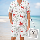 Man wearing Men's Rudolph Ruckus Custom Dog Face Shirt & Shorts Set — custom faces printed all-over