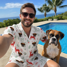Selfie with the pet whose face is printed all over this Men's Rudolph Ruckus Custom Dog Face Shirt & Shorts Set