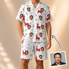 Man wearing Men's Rudolph Ruckus Custom Face Shirt & Shorts Set — custom faces printed all-over