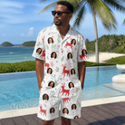 Real-life photo of someone wearing Men's Rudolph Ruckus Custom Face Shirt & Shorts Set — custom faces printed all-over