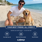 Friends in matching Men's Minty Mistletoe Custom Dog Face Beach Shorts — a group gift photo