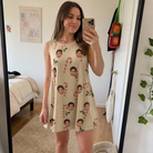 Real-life photo of someone wearing Women's Minty Mistletoe Custom Face Tank Dress — custom faces printed all-over