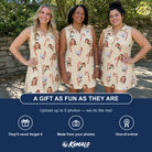 Friends in matching Women's Minty Mistletoe Custom Face V-Neck Dress — a group gift photo