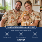 Friends in matching Men's Minty Mistletoe Custom Cat Face Hawaiian Shirt — a group gift photo