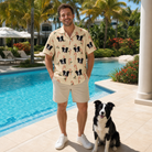 Full-length photo with the pet printed all over this Men's Minty Mistletoe Custom Dog Face Hawaiian Shirt