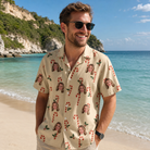 Real-life photo of someone wearing Men's Minty Mistletoe Custom Face Hawaiian Shirt — custom faces printed all-over
