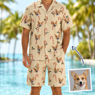Man wearing Men's Minty Mistletoe Custom Dog Face Shirt & Shorts Set — custom faces printed all-over