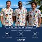 Friends in matching Men's Pinecone Prance Custom Face Hawaiian Shirt — a group gift photo