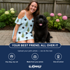Friends in matching Women's Spruce Spectacle Custom Dog Face Off-Shoulder Dress — a group gift photo