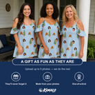 Friends in matching Women's Spruce Spectacle Custom Face Off-Shoulder Dress — a group gift photo