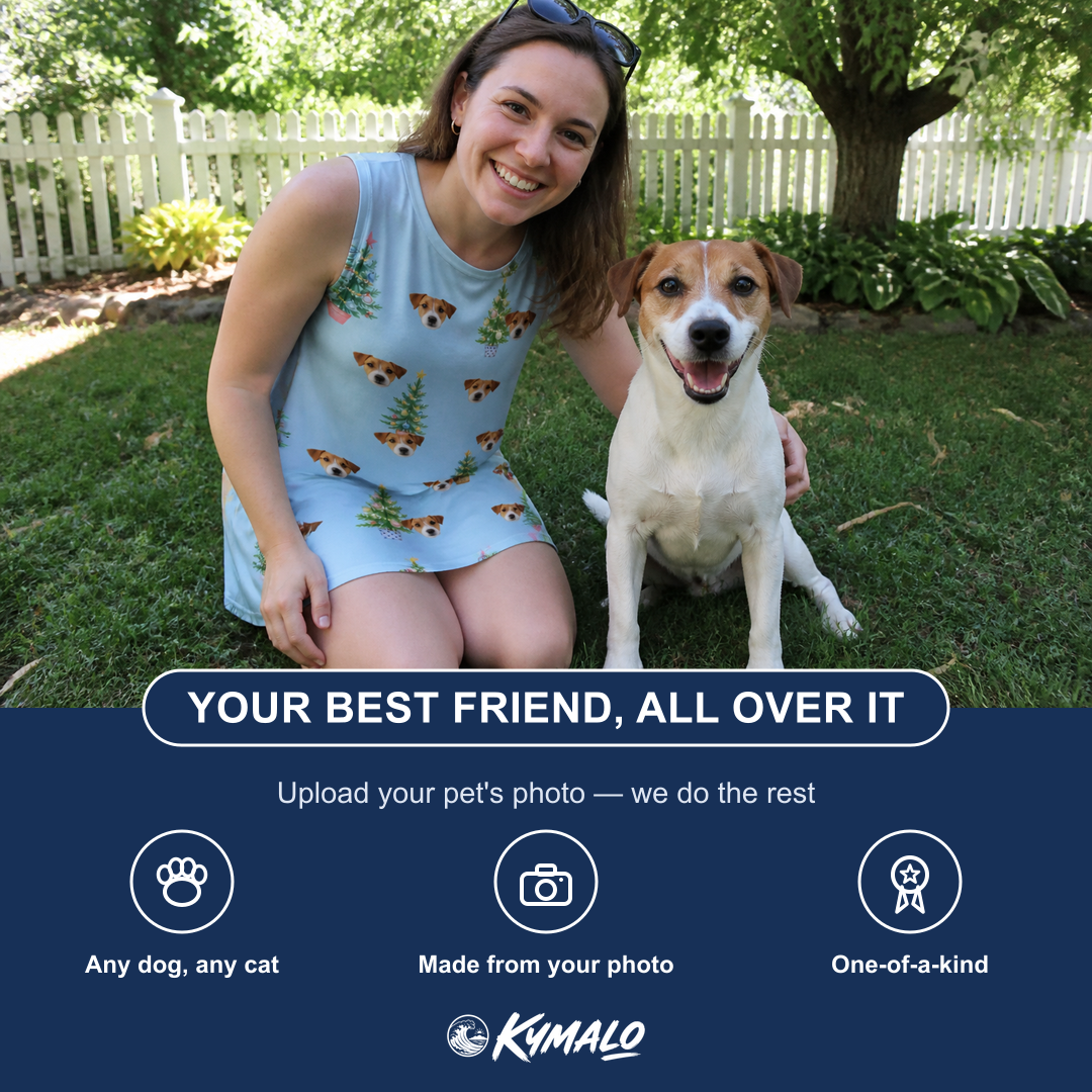 Friends in matching Women's Spruce Spectacle Custom Dog Face Tank Dress — a group gift photo