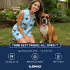 Friends in matching Women's Spruce Spectacle Custom Dog Face V-Neck Dress — a group gift photo
