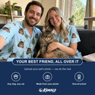 Friends in matching Men's Spruce Spectacle Custom Cat Face Hawaiian Shirt — a group gift photo