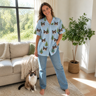 Full-length photo with the pet printed all over this Women's Spruce Spectacle Custom Cat Face Hawaiian Shirt
