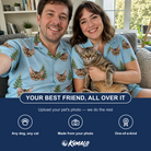 Friends in matching Women's Spruce Spectacle Custom Cat Face Hawaiian Shirt — a group gift photo