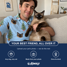 Friends in matching Men's Spruce Spectacle Custom Cat Face Polo Shirt — a group gift photo