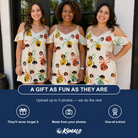 Friends in matching Women's Sleigh Bells Custom Face Off-Shoulder Dress — a group gift photo