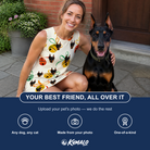 Friends in matching Women's Sleigh Bells Custom Dog Face Tank Dress — a group gift photo