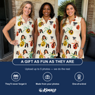 Friends in matching Women's Sleigh Bells Custom Face V-Neck Dress — a group gift photo