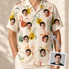 Man wearing Men's Sleigh Bells Custom Face Hawaiian Shirt — custom faces printed all-over