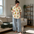 Full-length photo with the pet printed all over this Women's Sleigh Bells Custom Cat Face Hawaiian Shirt