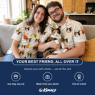 Friends in matching Women's Sleigh Bells Custom Cat Face Hawaiian Shirt — a group gift photo