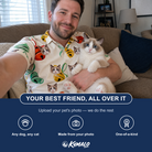 Friends in matching Men's Sleigh Bells Custom Cat Face Polo Shirt — a group gift photo
