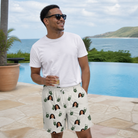 Real-life photo of someone wearing Men's Gifts Afoot Custom Face Beach Shorts — custom faces printed all-over