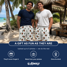 Friends in matching Men's Gifts Afoot Custom Face Beach Shorts — a group gift photo