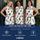 Friends in matching Women's Gifts Afoot Custom Face V-Neck Dress — a group gift photo