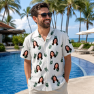 Real-life photo of someone wearing Men's Gifts Afoot Custom Face Hawaiian Shirt — custom faces printed all-over