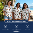 Friends in matching Women's Gifts Afoot Custom Face Hawaiian Shirt — a group gift photo